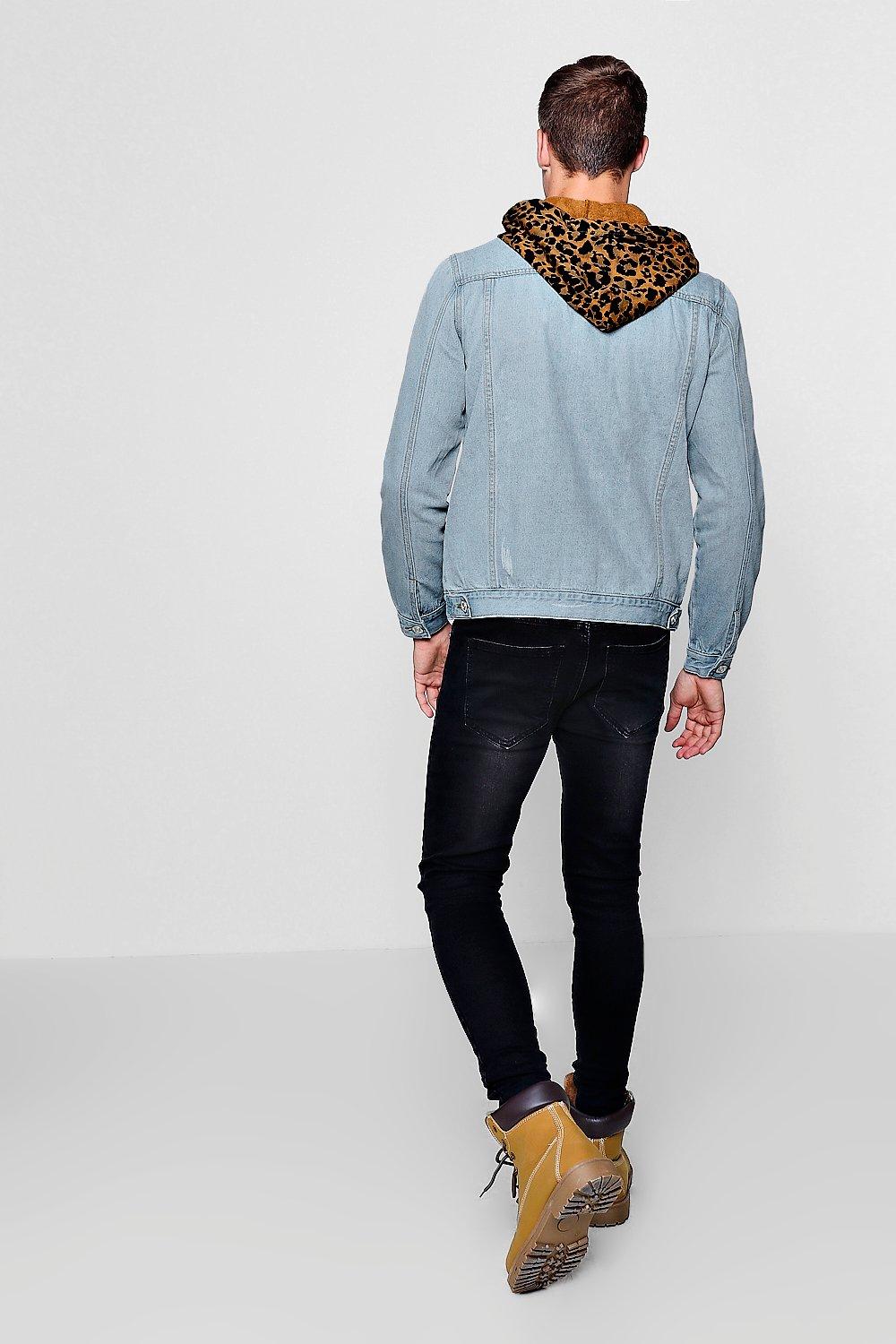 Mens leopard print outlet denim jacket