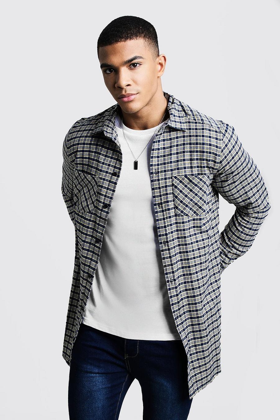 Contrast Check Longline Long Sleeve Shirt image number 1