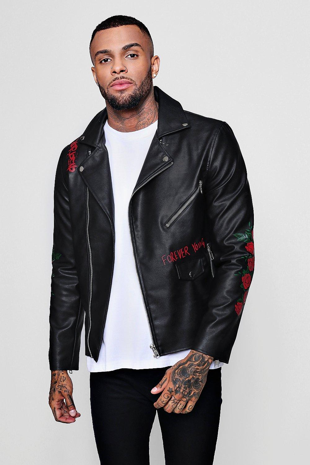 printed leather biker