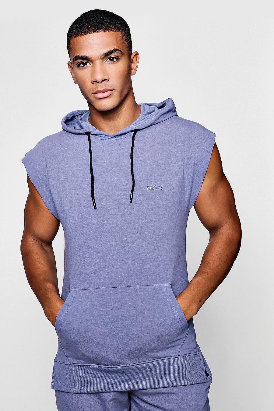 Blue Active Sleeveless Gym Hoodie image number 1
