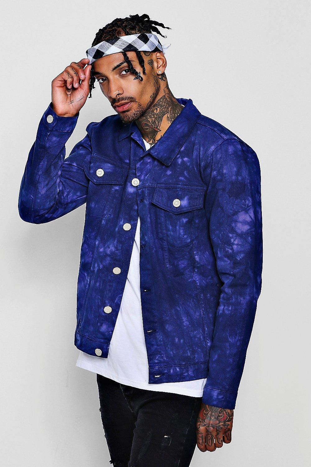 mens tie dye denim jacket