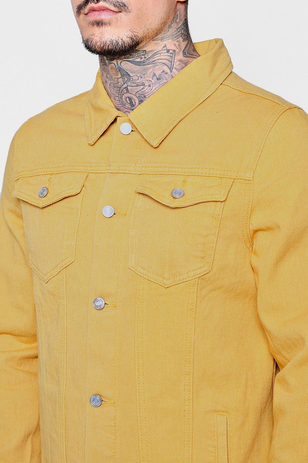 Men's Yellow Colourblock Denim Denim Jackets by Fynd