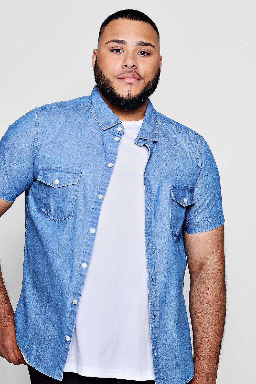 plus size short sleeve denim shirt