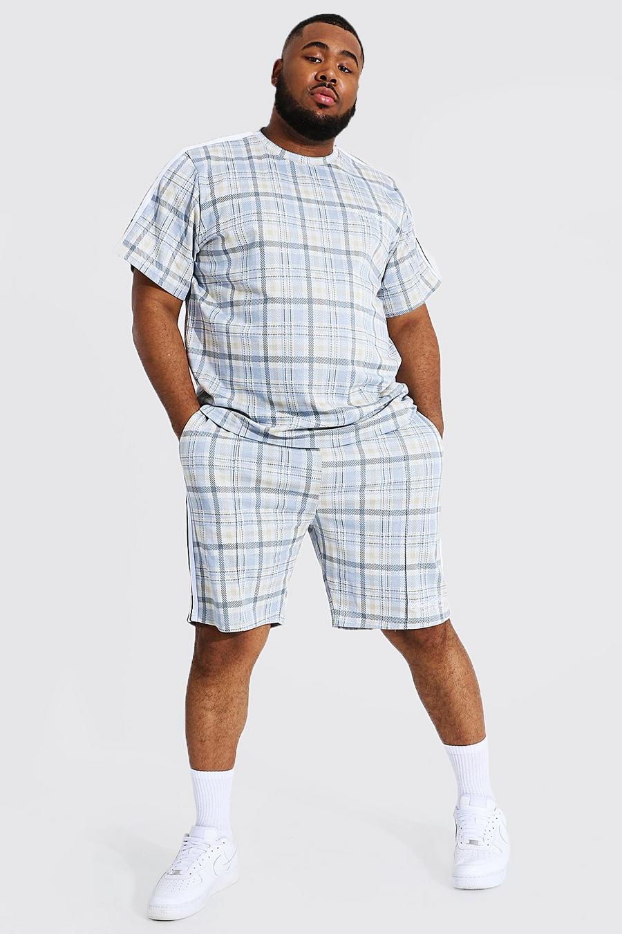 Conjunto de pantalones cortos y camiseta de jacquard con cinta MAN Plus, Azul claro image number 1