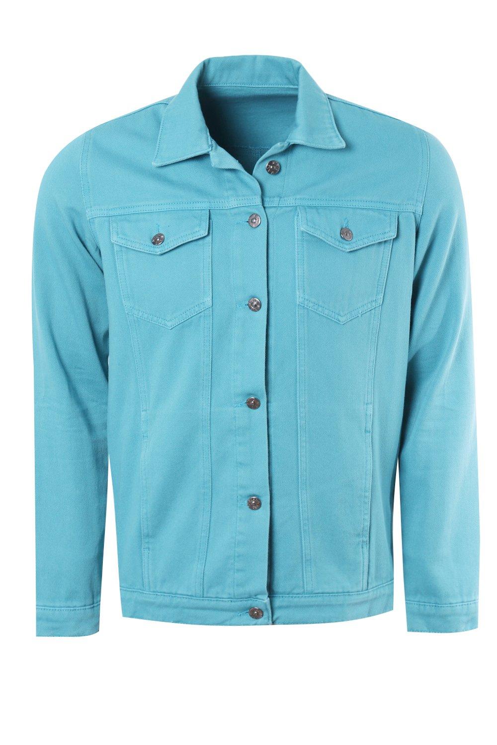 Turquoise denim hot sale jacket mens