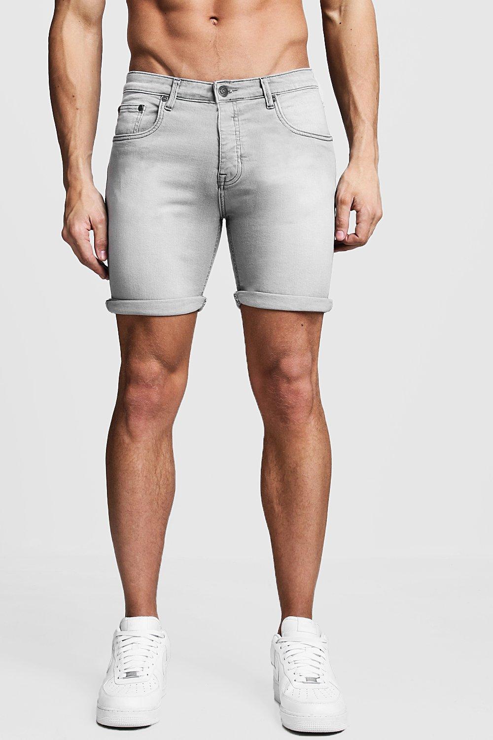 mens grey jean shorts