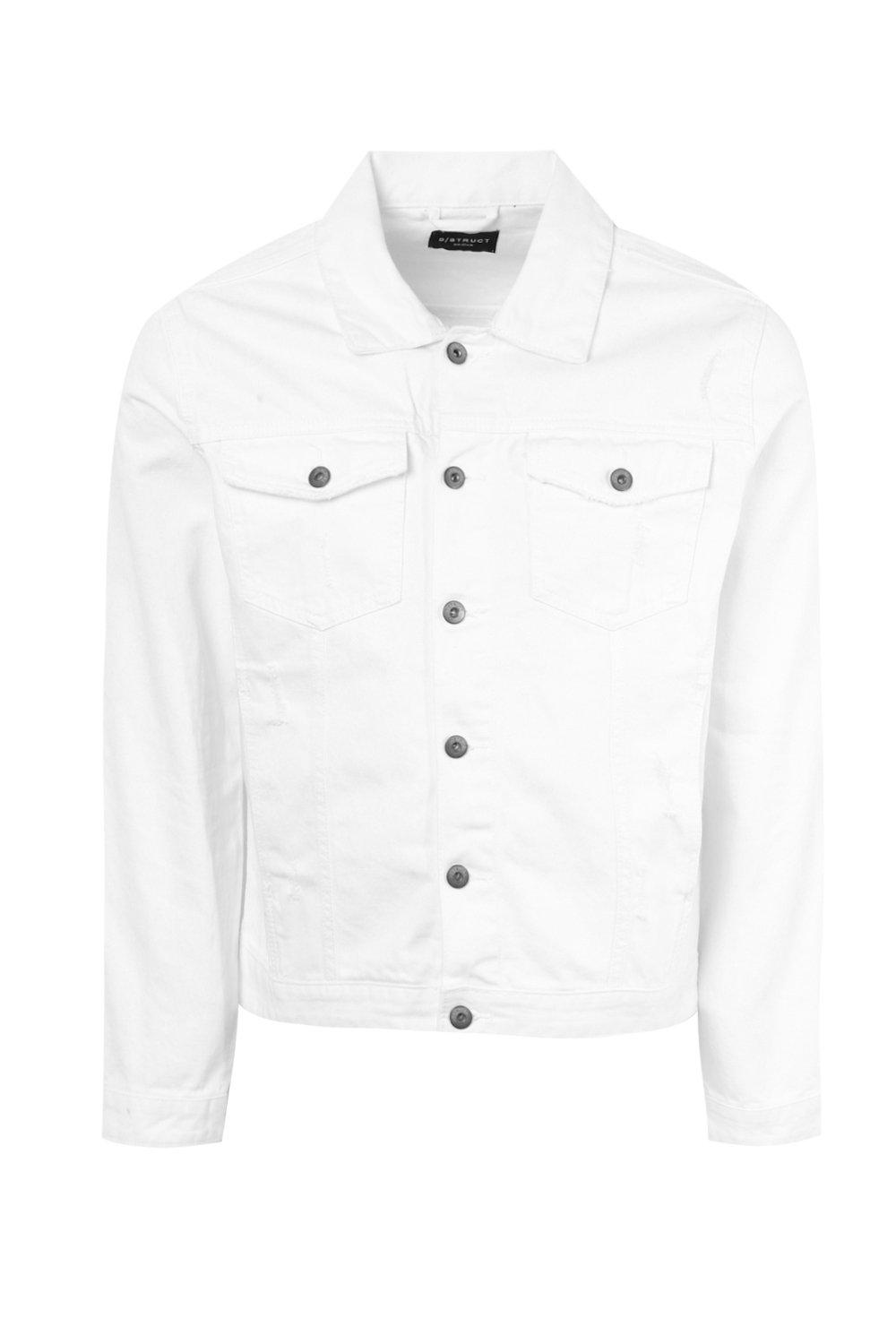 White denim outlet jacket boohoo