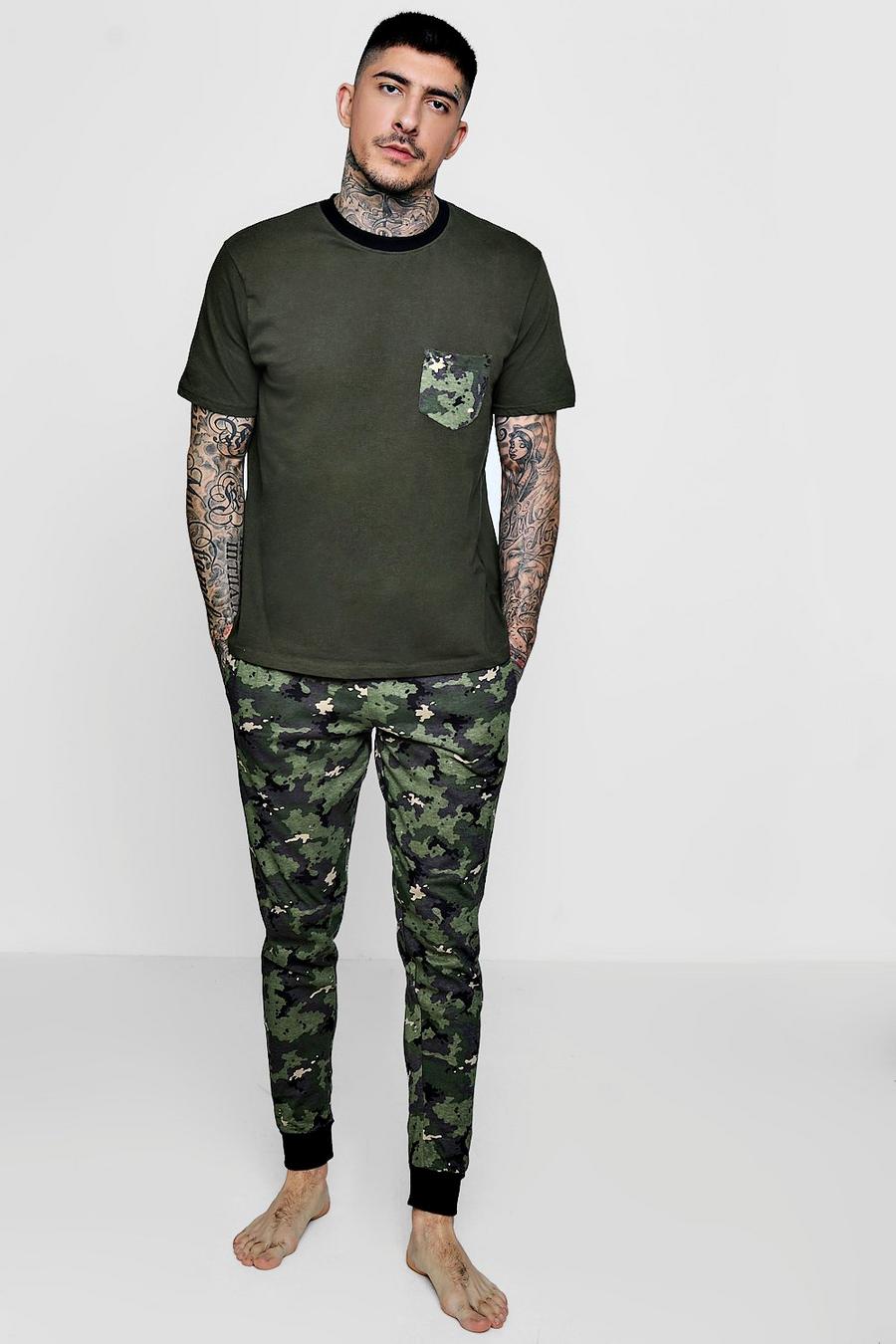 Slim Fit Schlafanzug-Set In Camouflage-Print image number 1