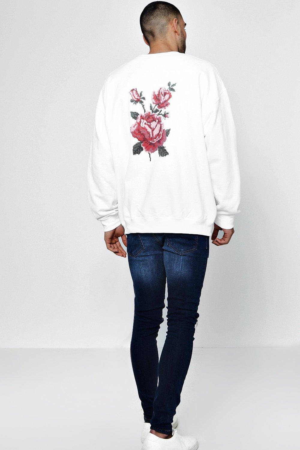 Oversized Scared Rose Tapestry Print Sweater