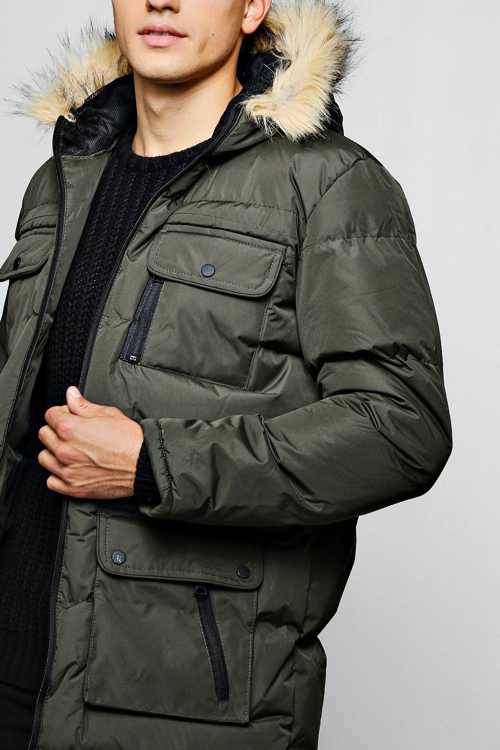 quilted parka with hood