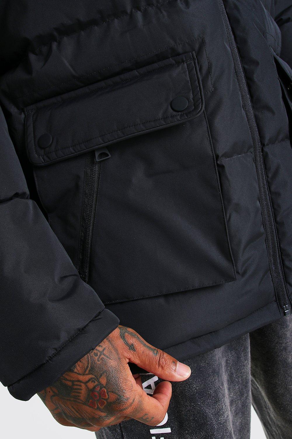 quilted parka with hood