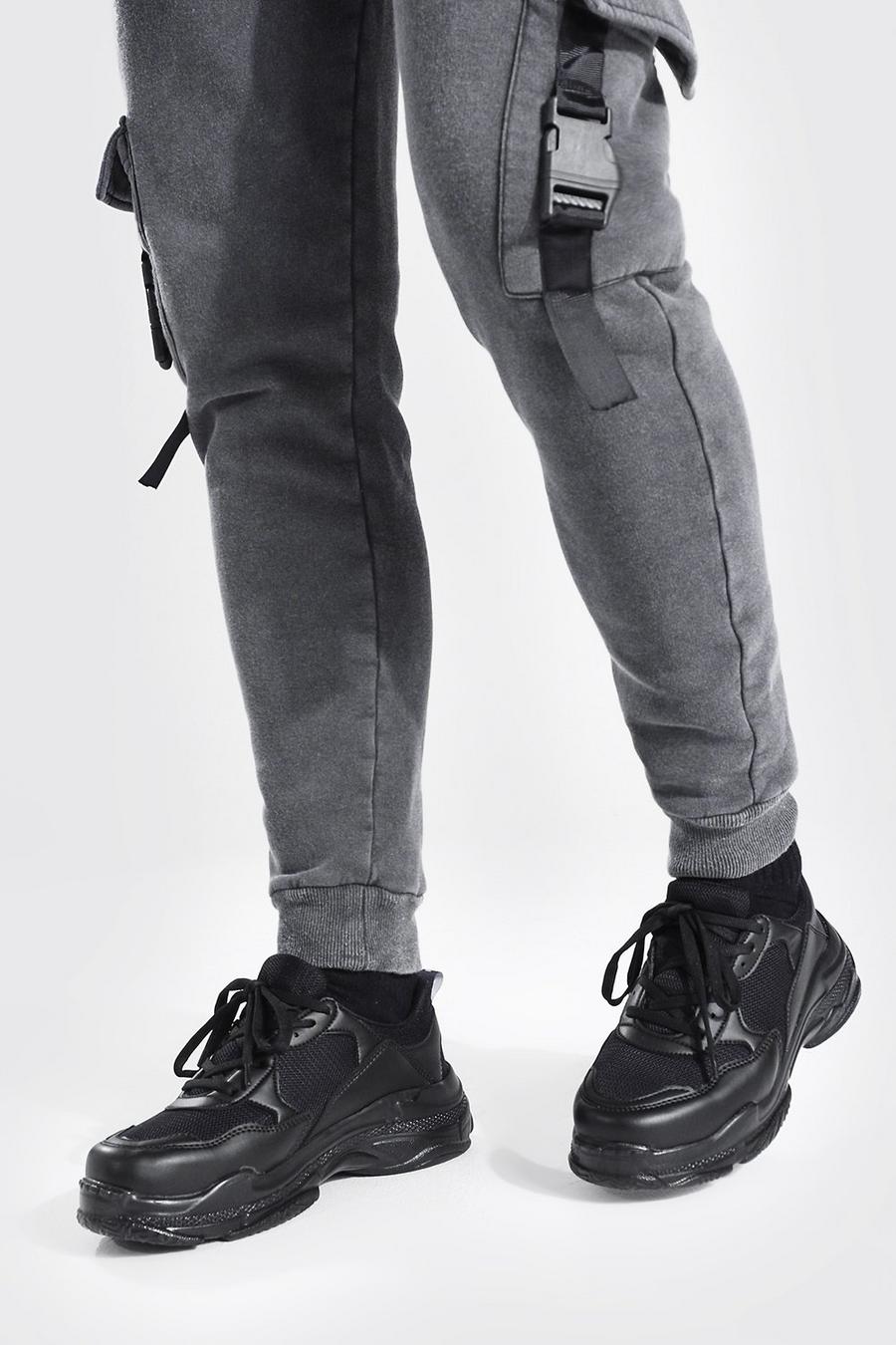 שחור נעלי ספורט עם סוליה עבה בשילוב של שני צבעים image number 1