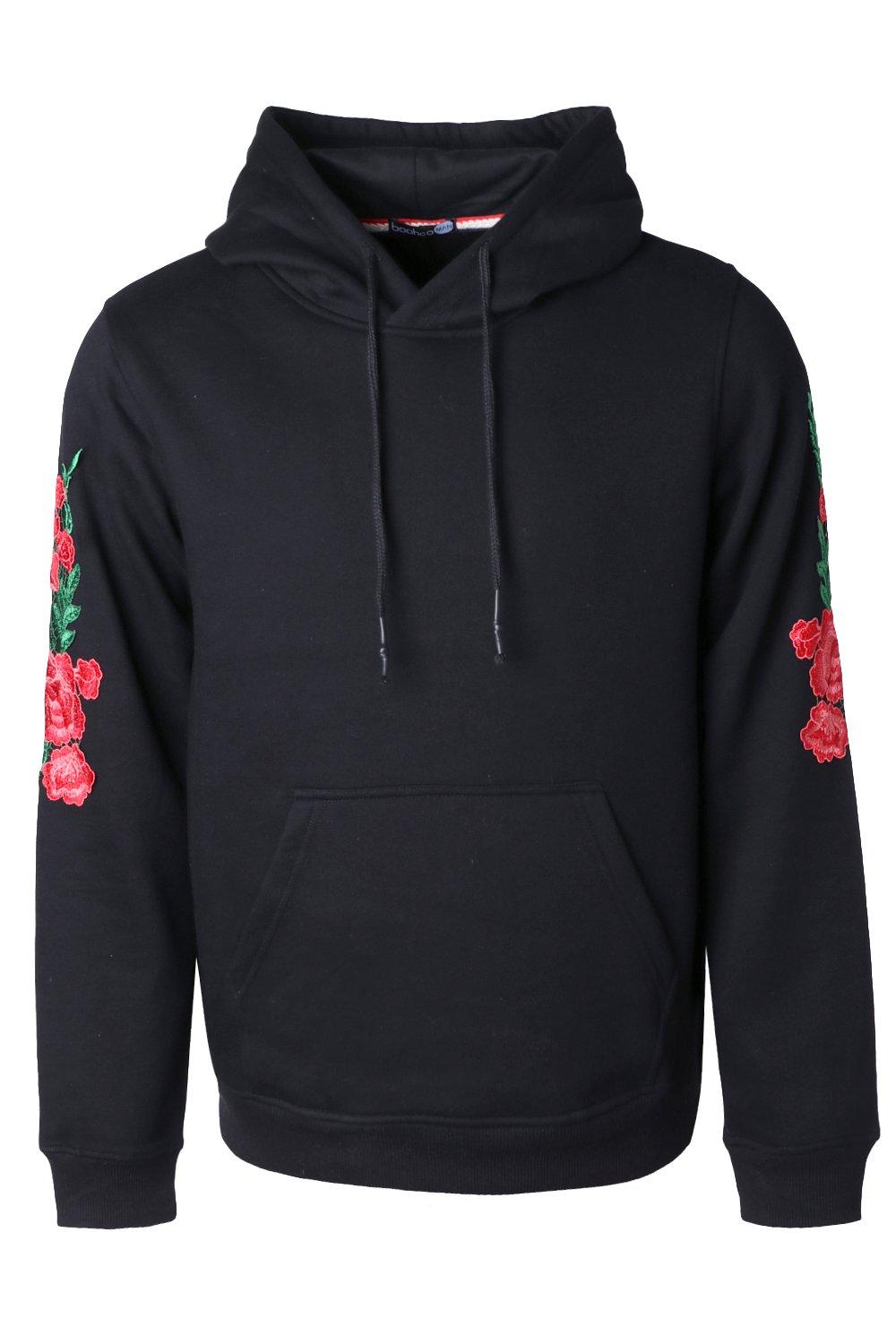 Mens rose embroidered discount hoodie