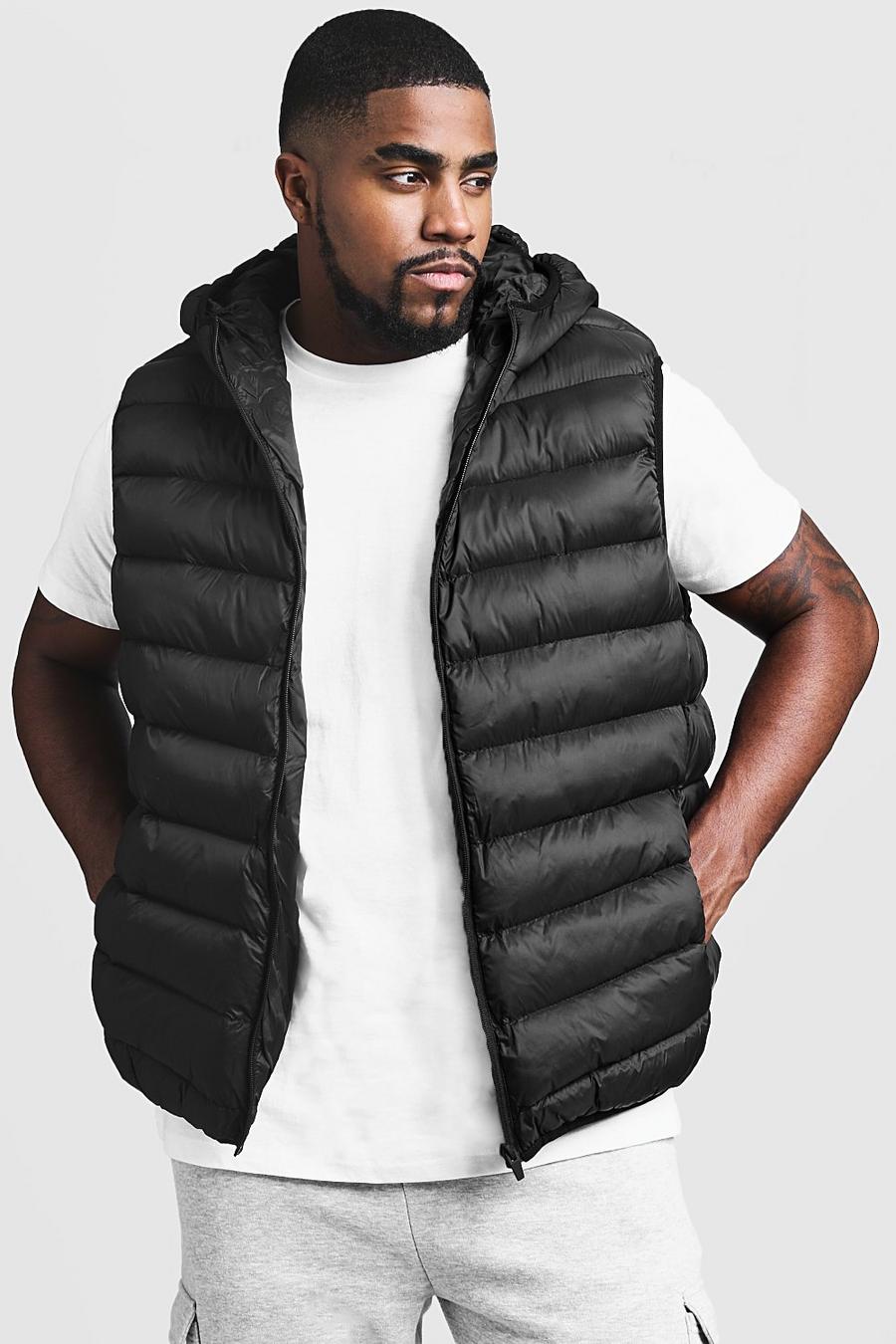 Black Plus Size Quilted Hooded Vest image number 1