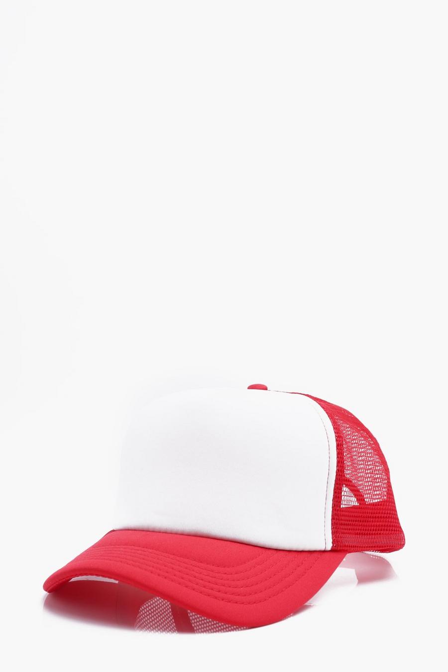 Red Mesh Back Trucker Cap with Snap Adjuster image number 1