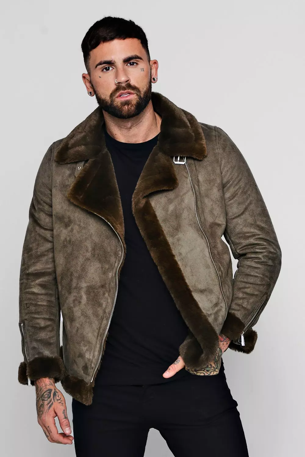 Faux suede aviator jacket hotsell