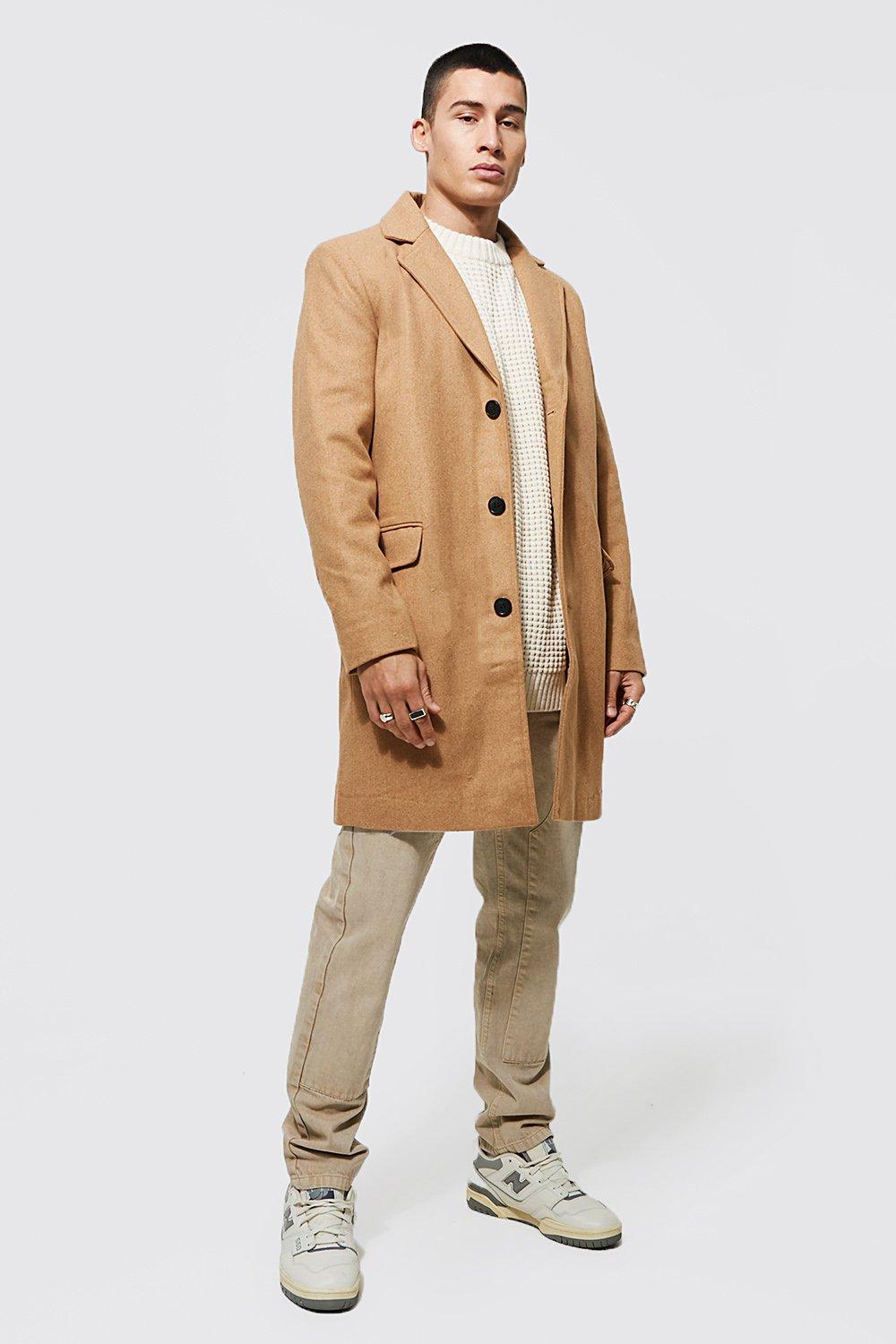 Single breasted hot sale wool overcoat