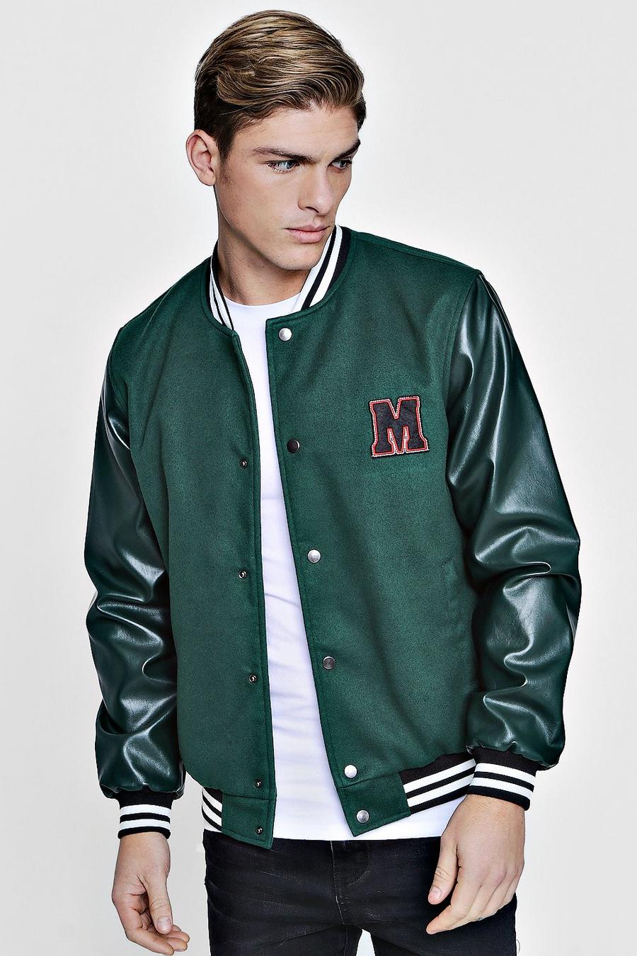 Varsity Bomber Jacket With Gothic Letter - boohooMAN