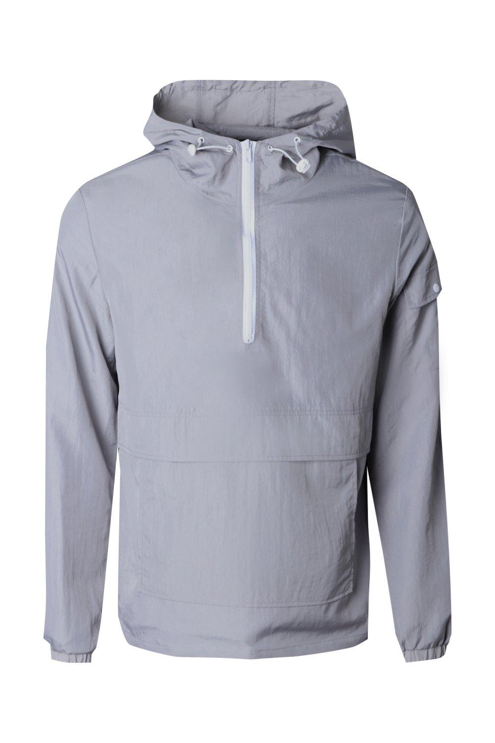 Half zip hooded windbreaker best sale