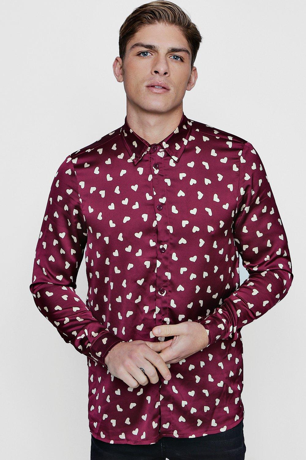 heart print shirt mens