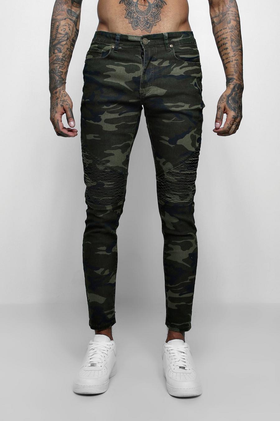 Skinny Fit Biker Jeans aus Denim in Camouflage-Print image number 1