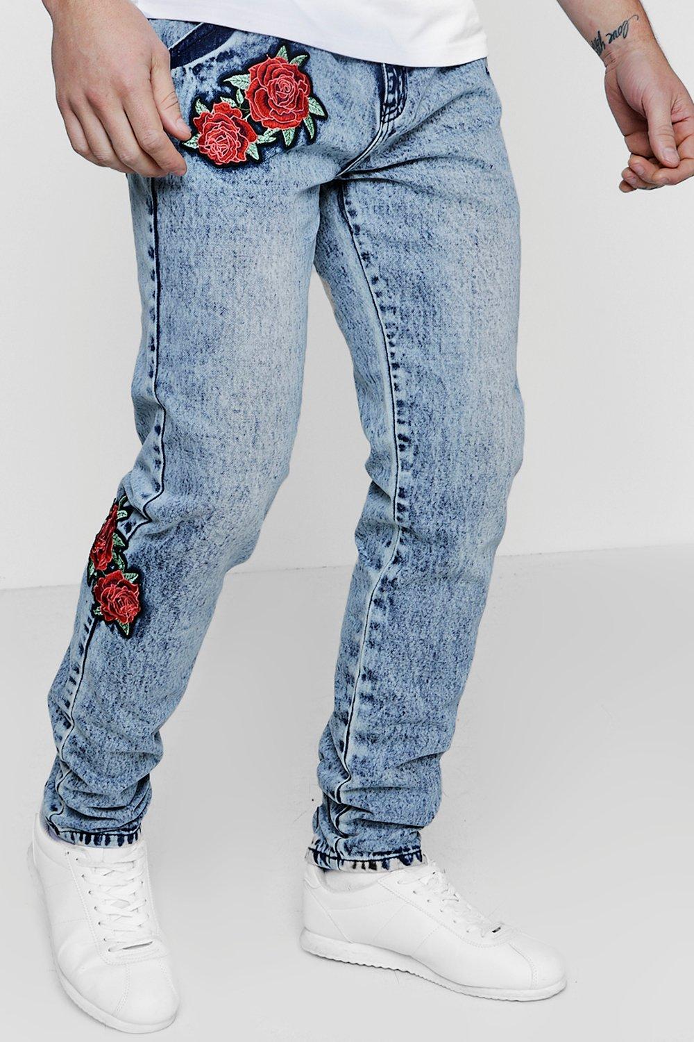 slim fit acid wash jeans