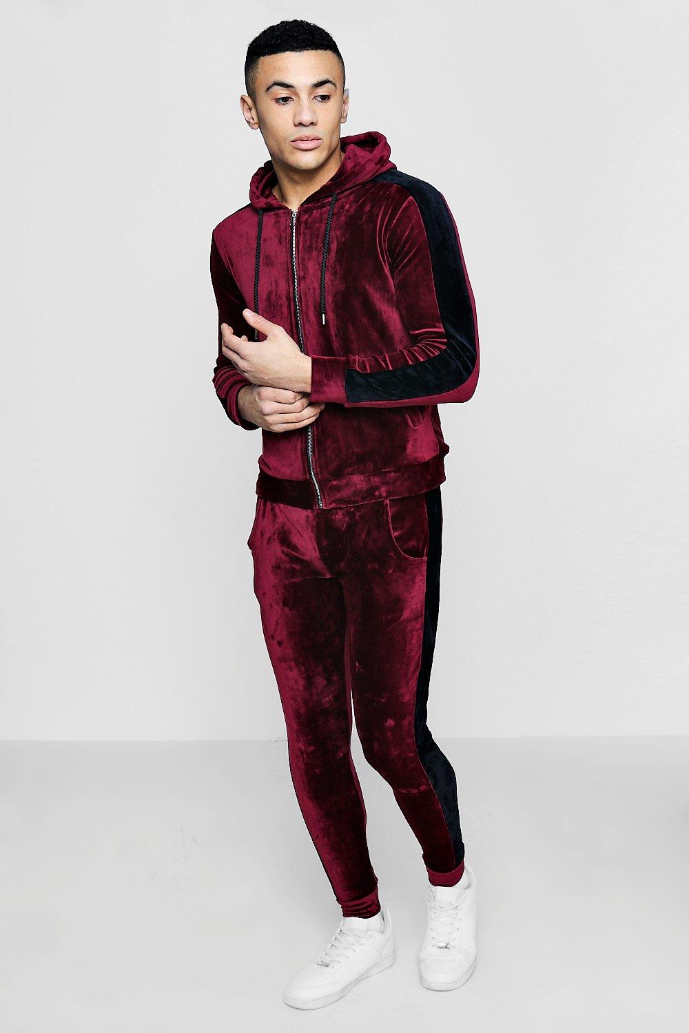 burgundy velour suit