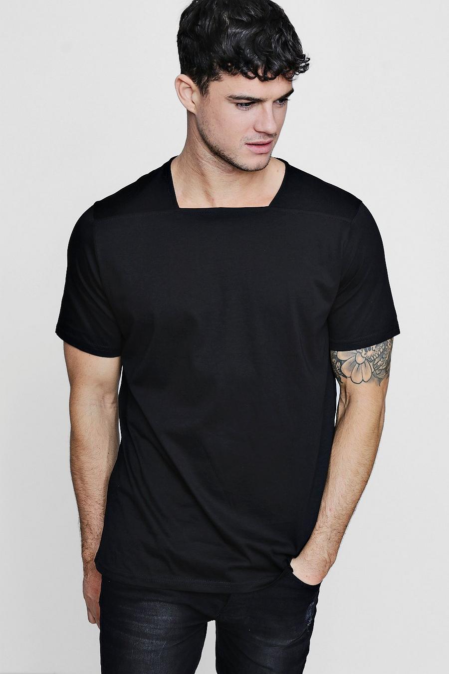 Camiseta sin cuello con escote cuadrado, Negro image number 1
