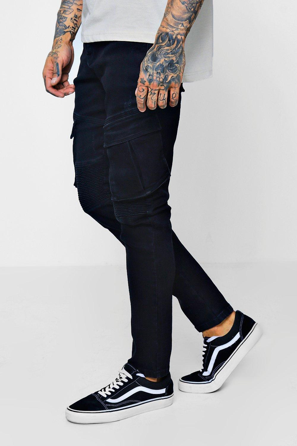 black jeans with cargo pockets