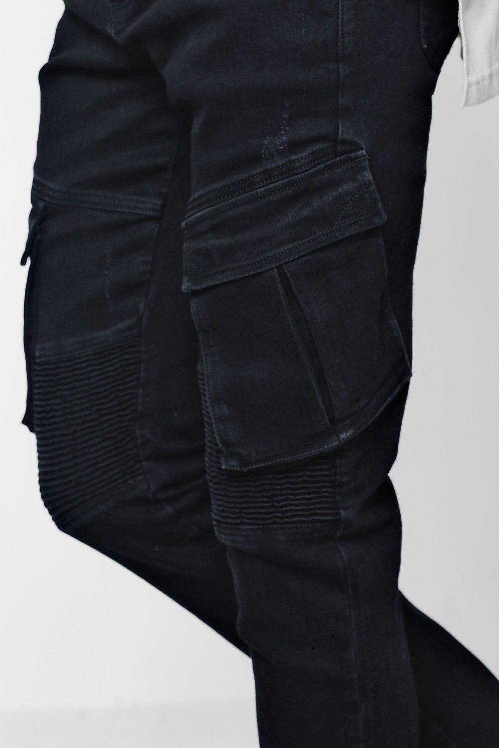 biker jeans with cargo pockets