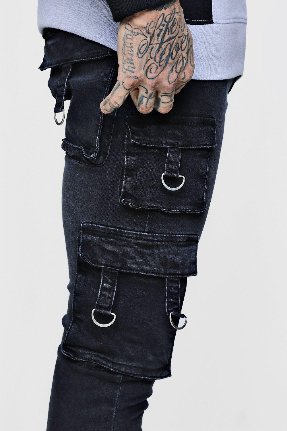 Super Skinny Cargo Jeans With Zipped Cuff