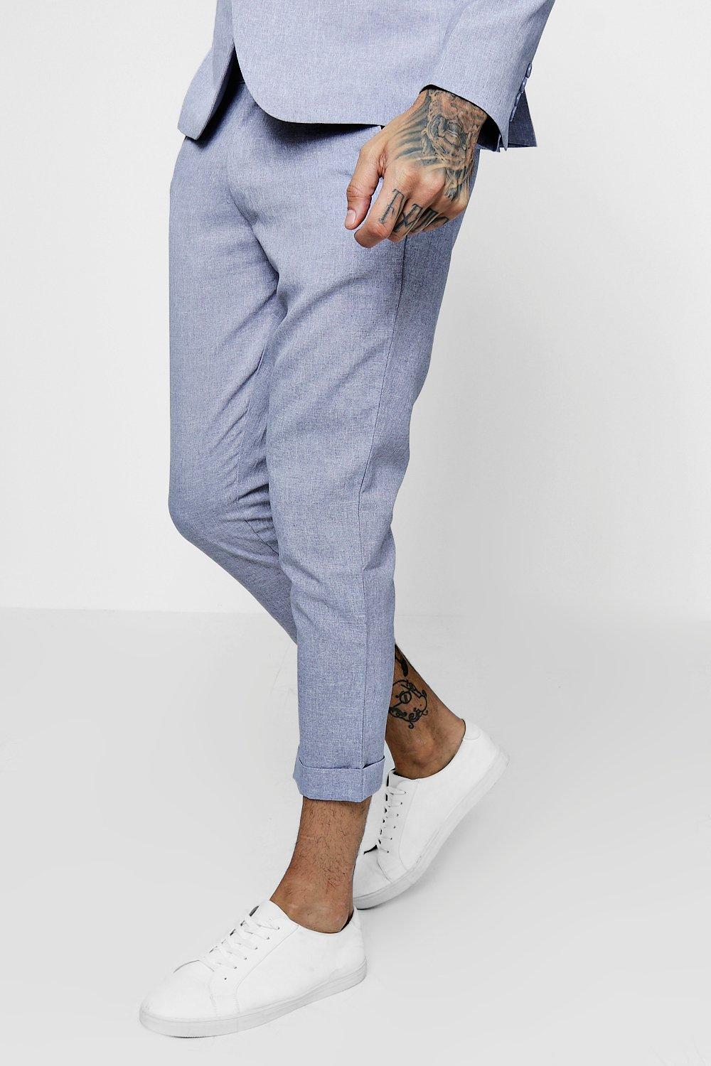 mens skinny cropped suit pants