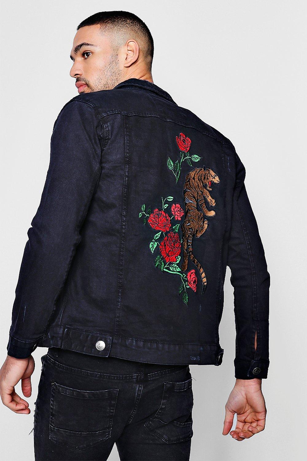 mens washed black denim jacket