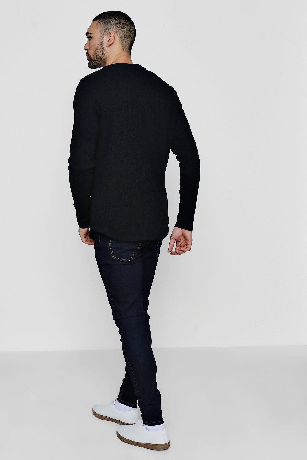 Nero Black, Cotton Waffle Knit