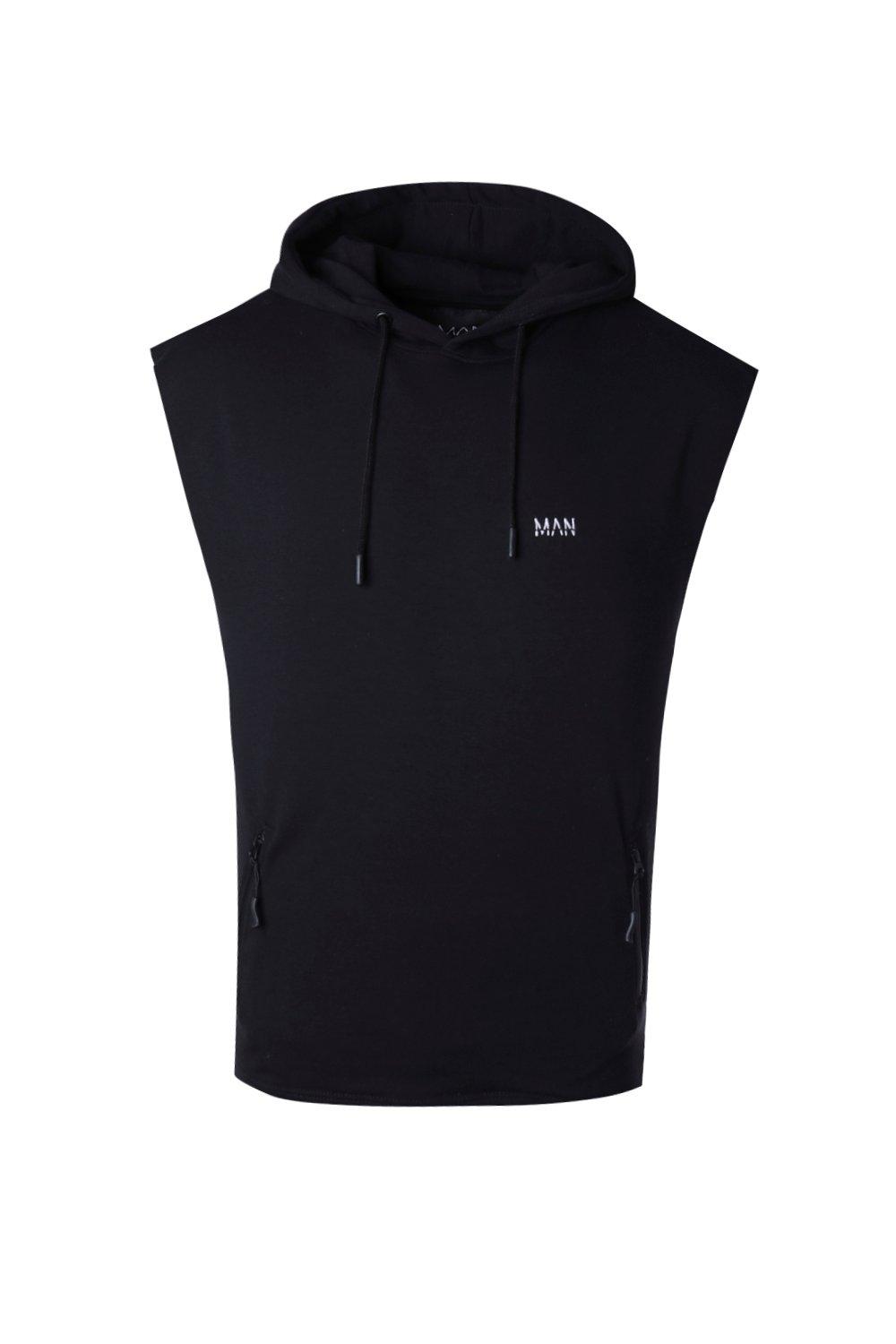 sleeveless black hoodie