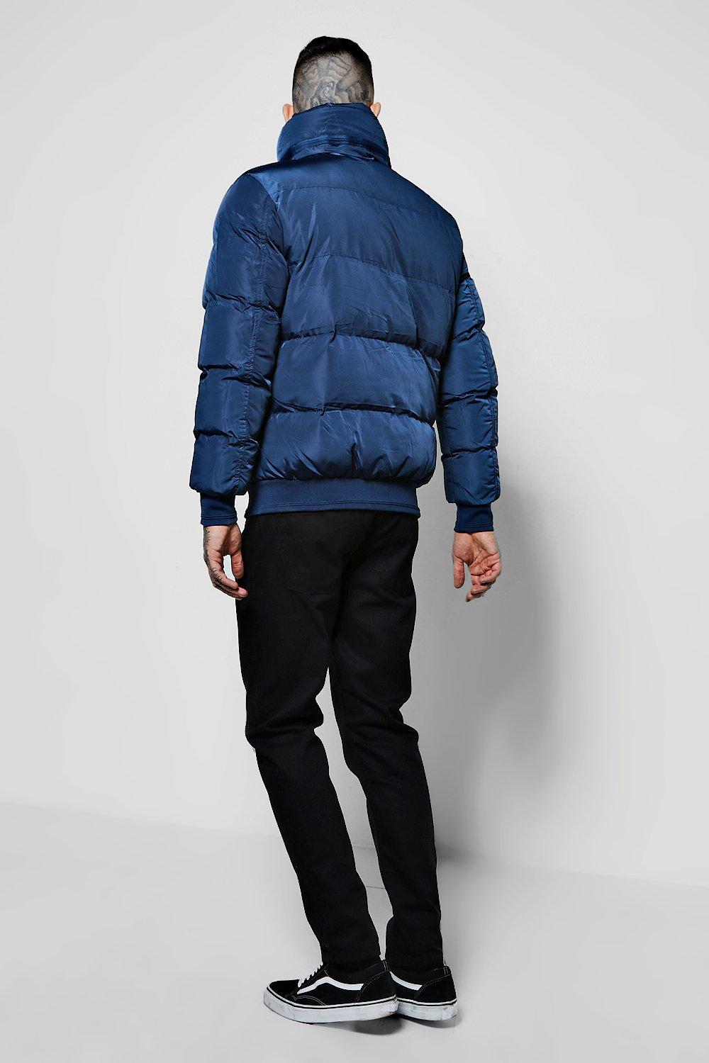 funnel neck puffer jacket men's