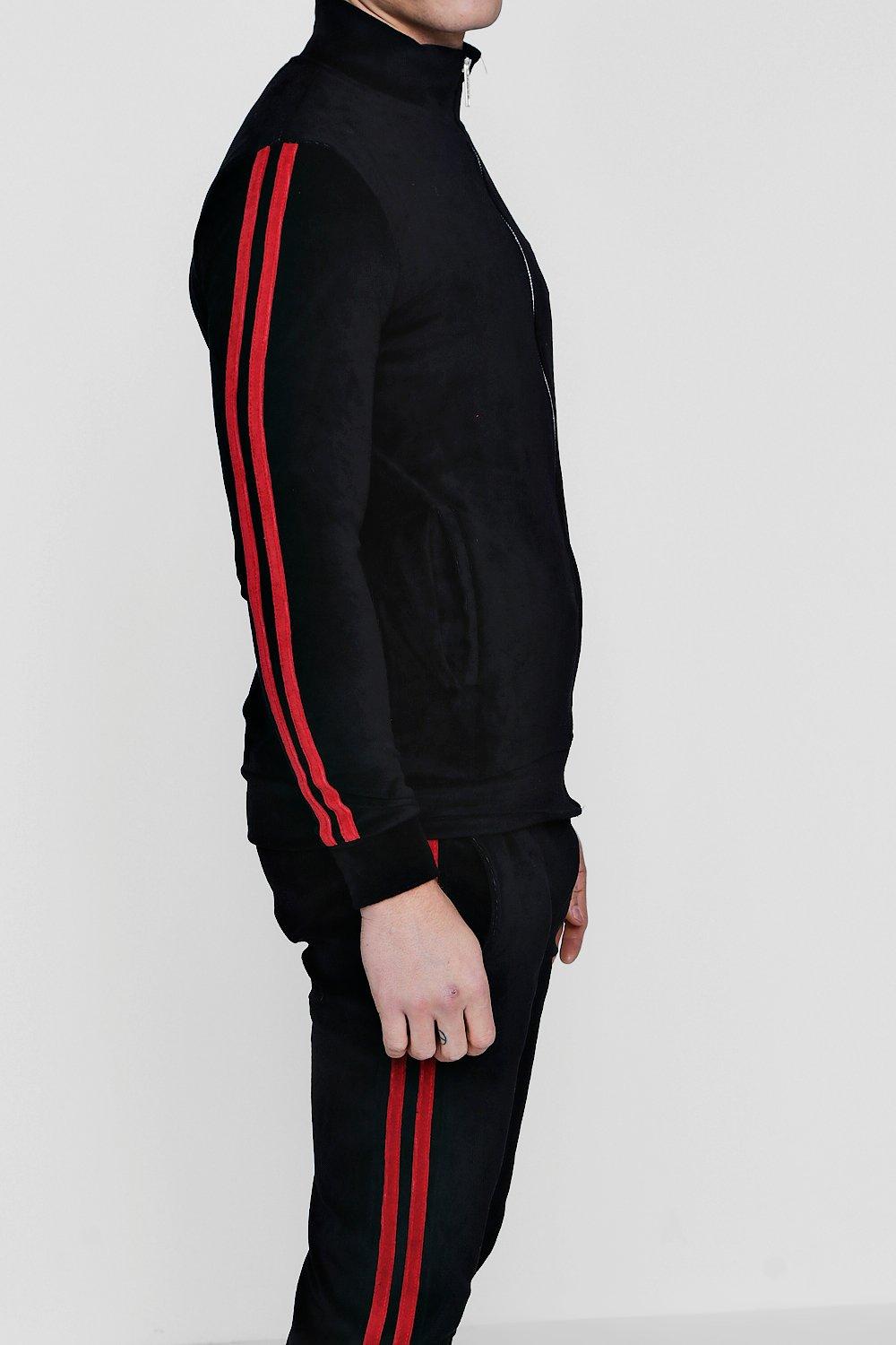 Black tracksuit store red stripe