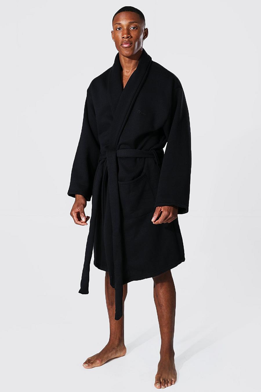 Black Heavy Jersey Dressing Gown image number 1