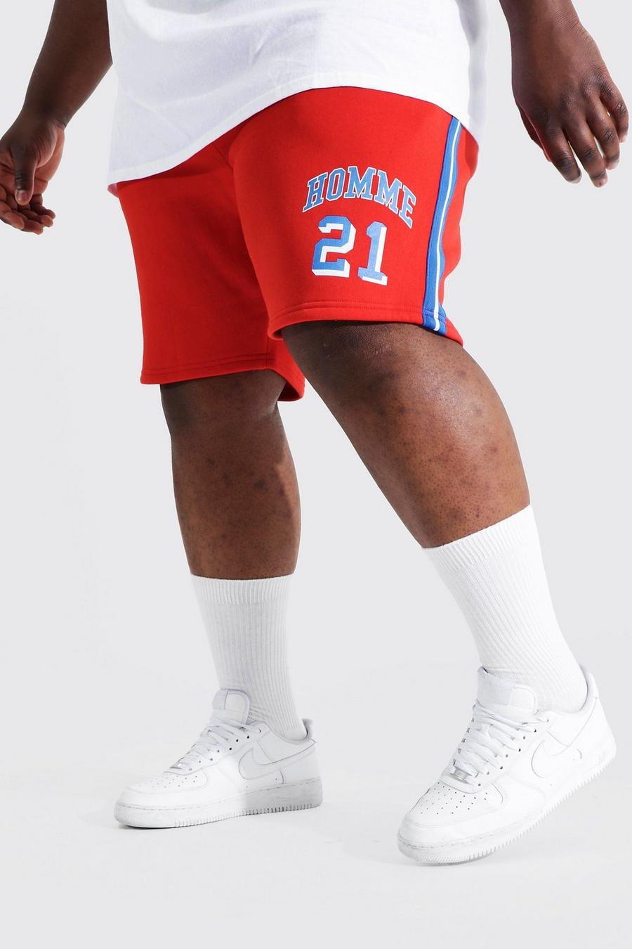 Plus Homme Varsity Jersey-Shorts, Red image number 1