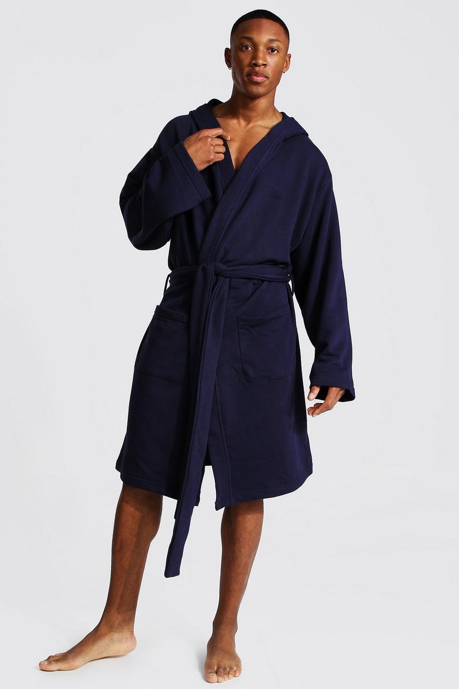 Navy Man Signature Jersey Hooded Dressing Gown image number 1