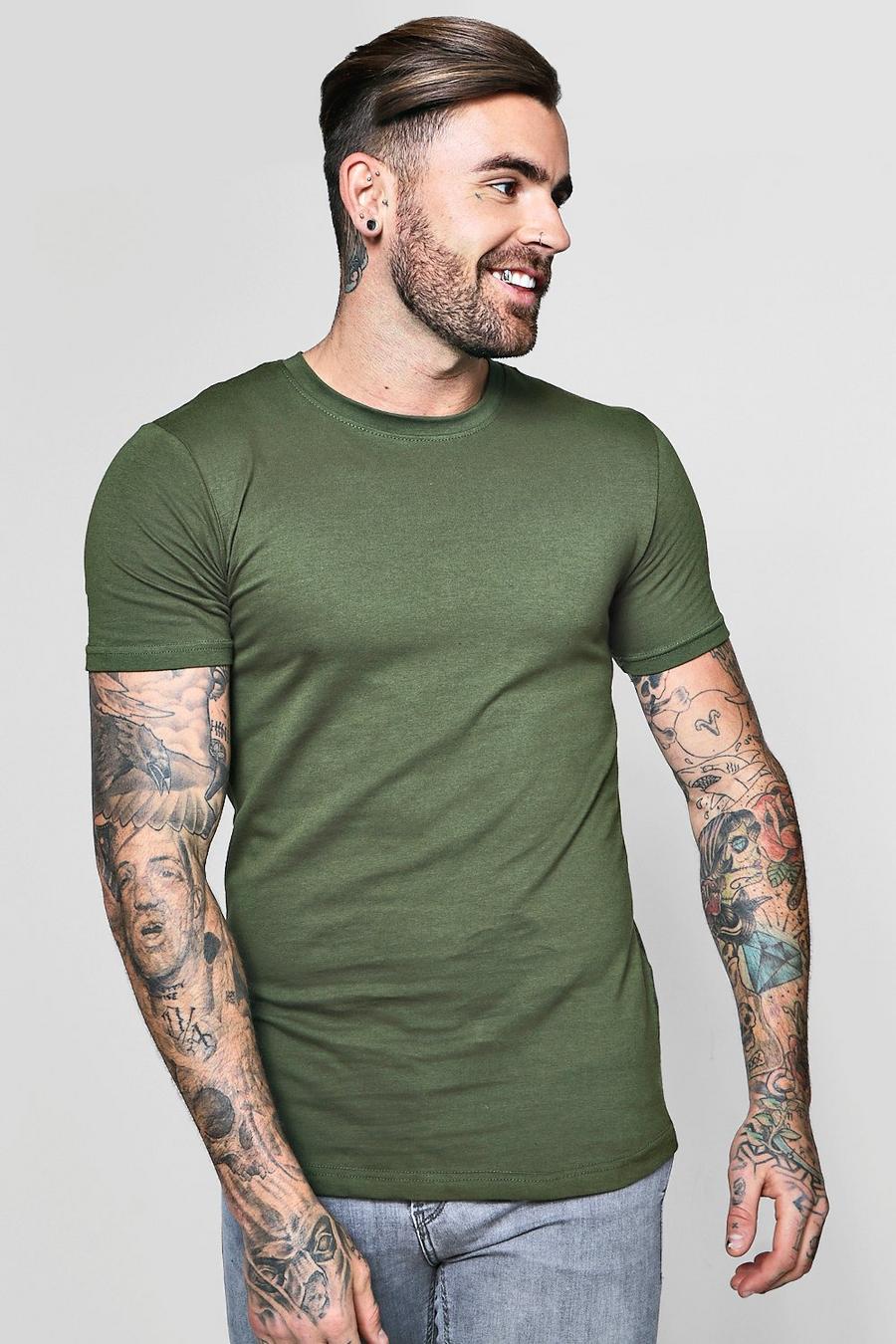 Olive Longline Muscle Fit T-Shirt image number 1