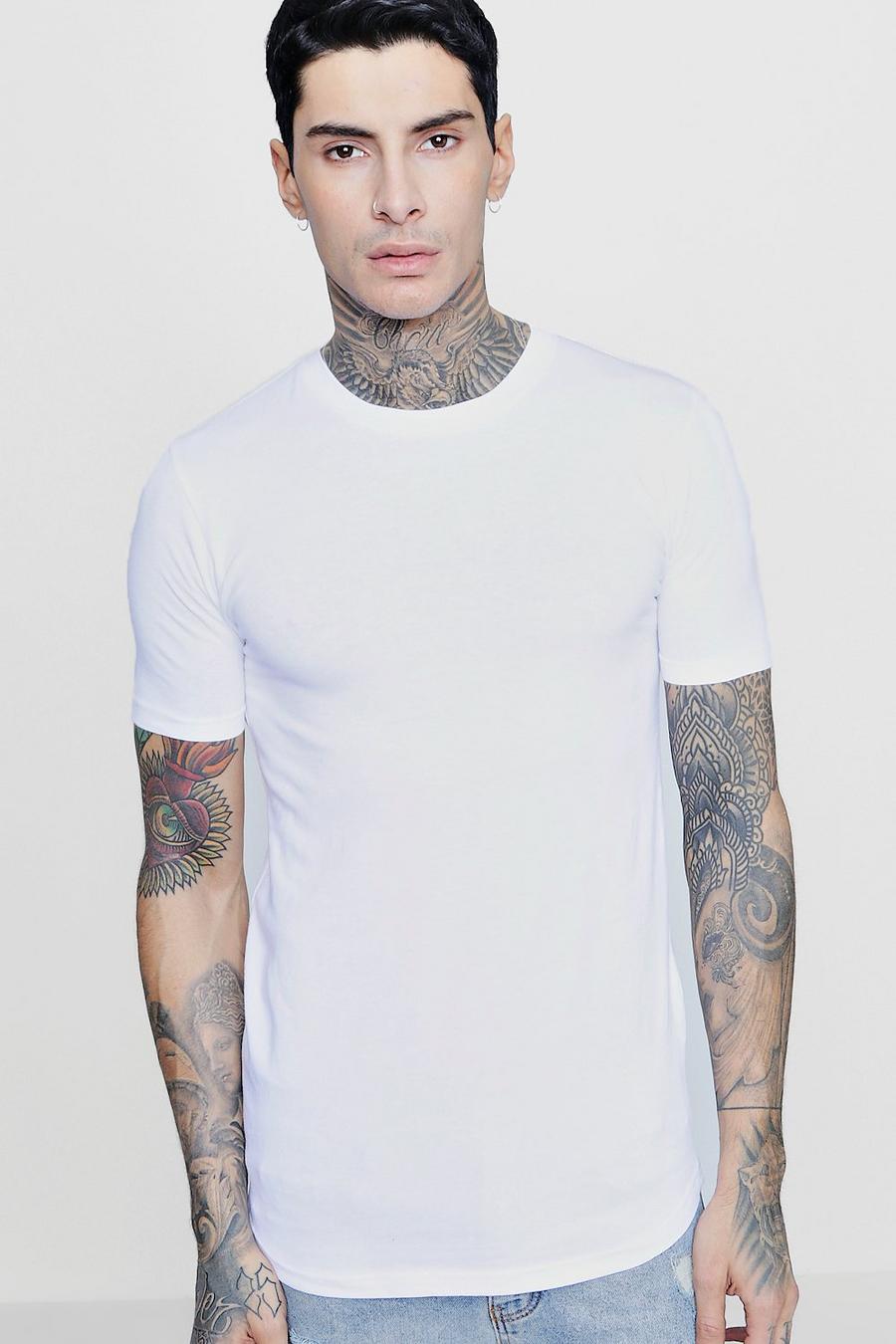 Camiseta marcada larga, Blanco image number 1