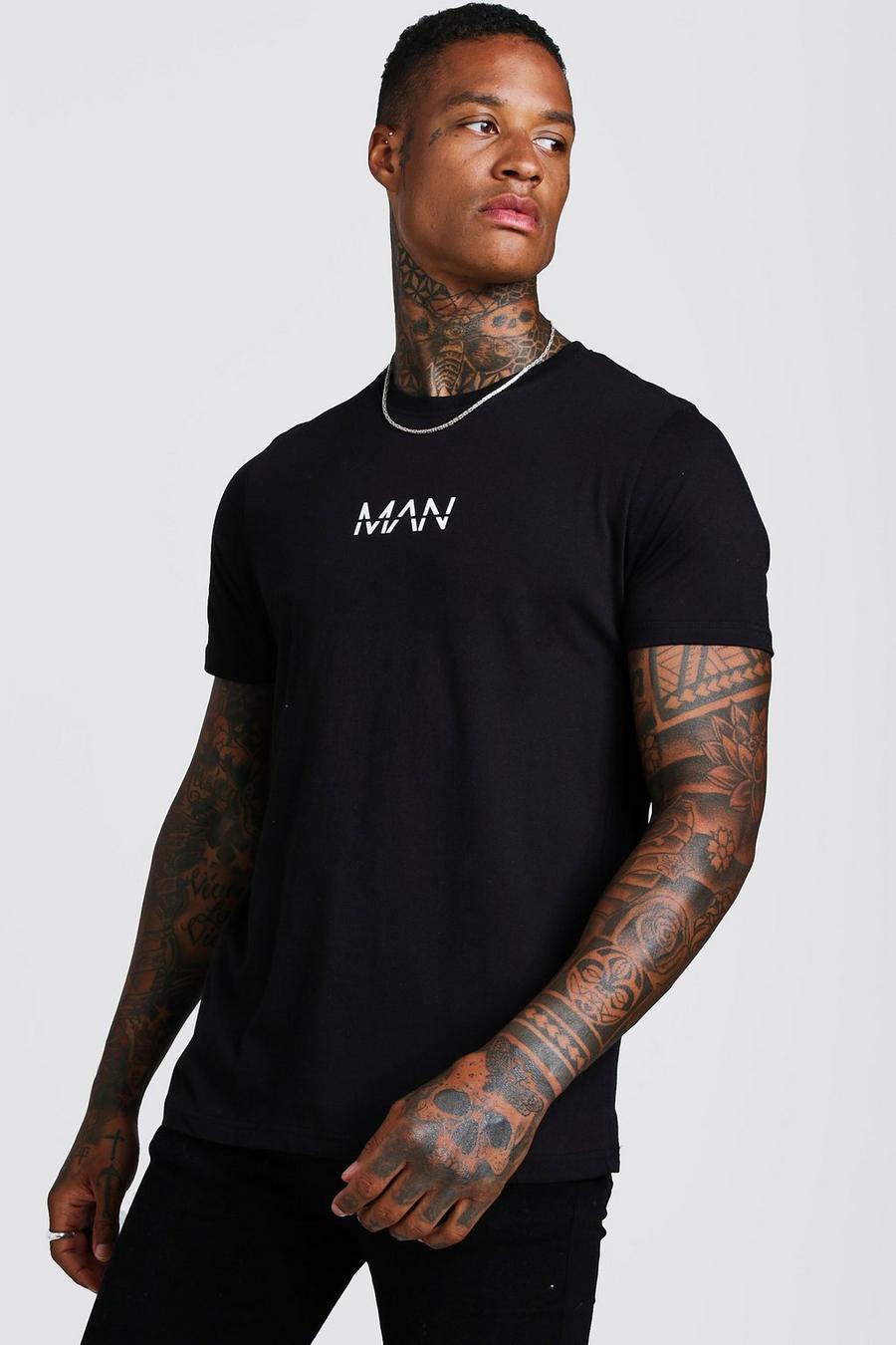 Camiseta con logotipo "MAN" original estampado, Negro image number 1
