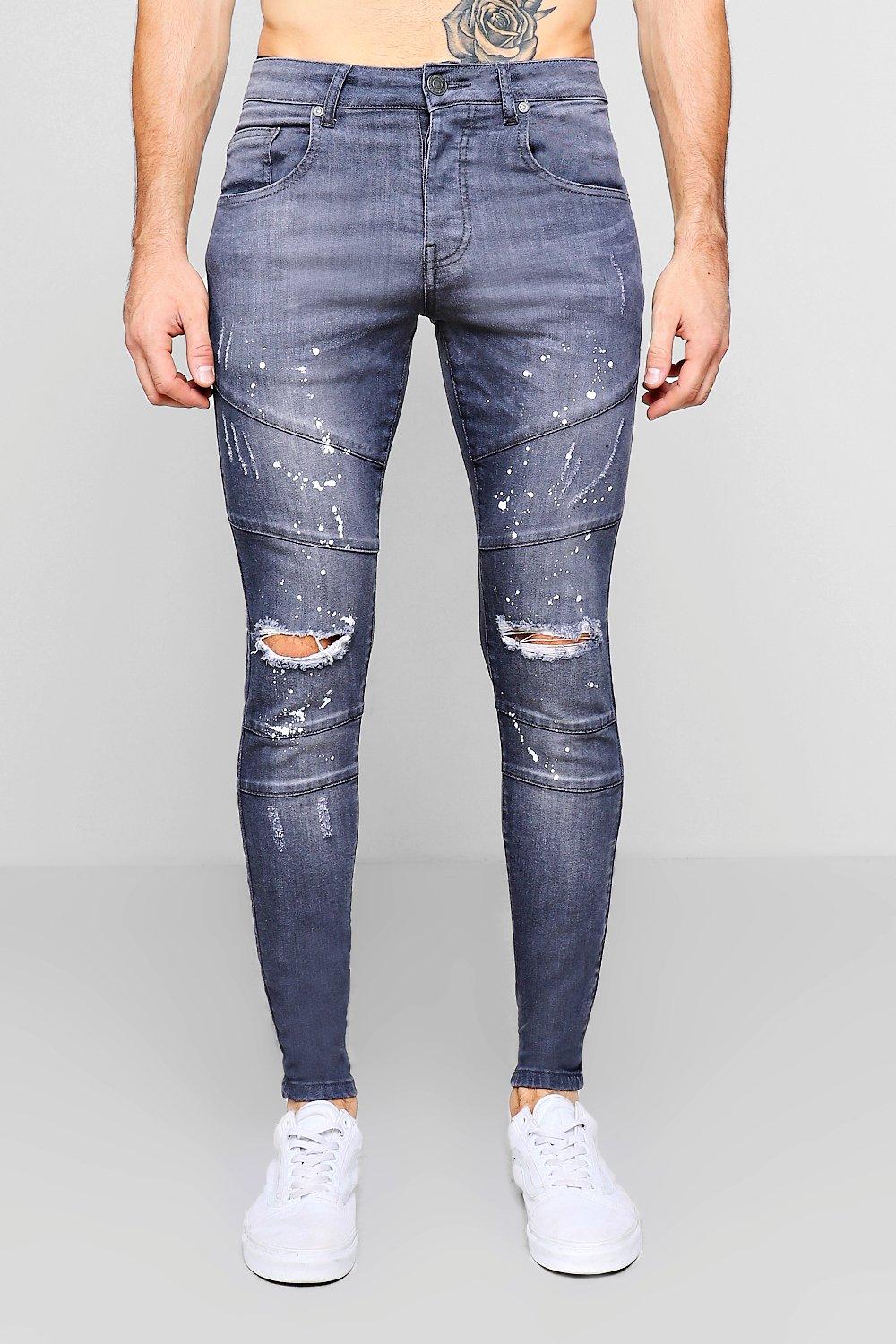 grey paint splatter jeans
