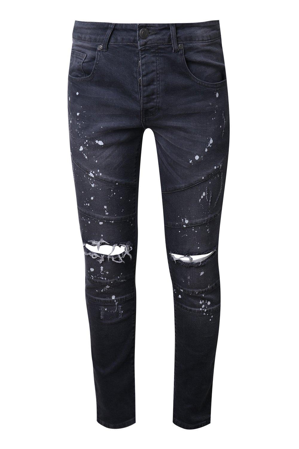 slim fit paint splatter jeans