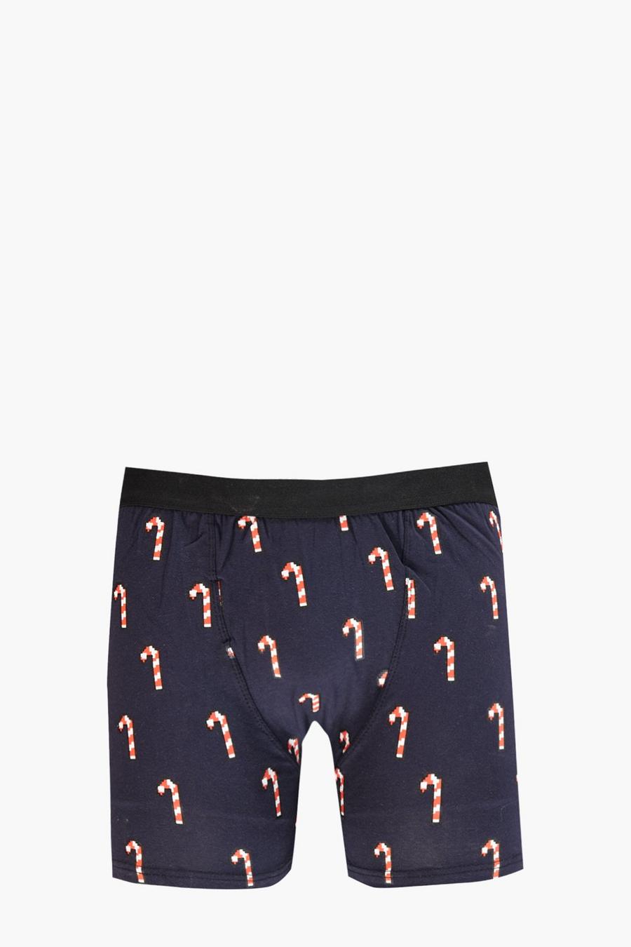 Navy Candy Cane Christmas Boxers