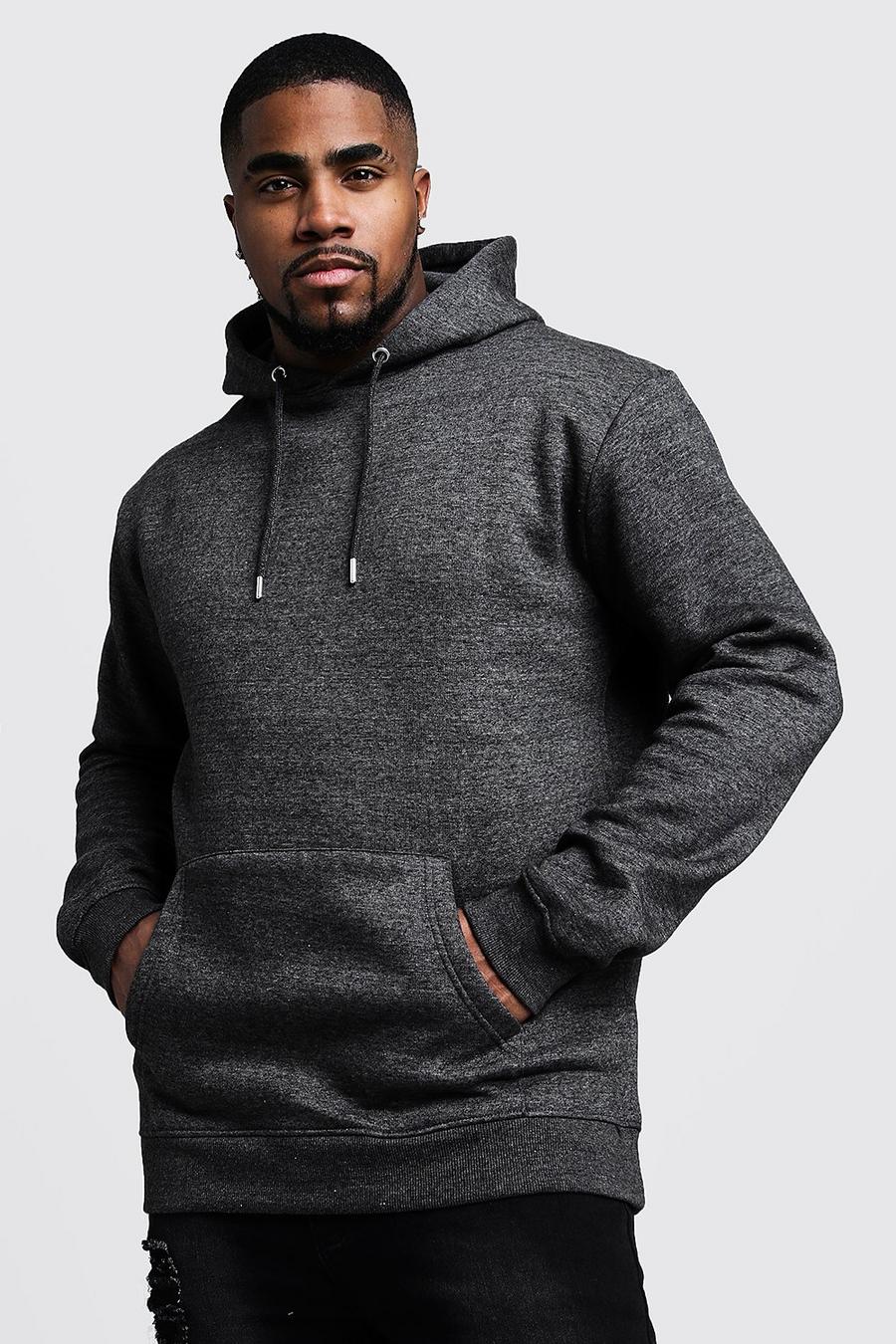Charcoal Plus Size Basic Over The Head Fleece Hoodie image number 1