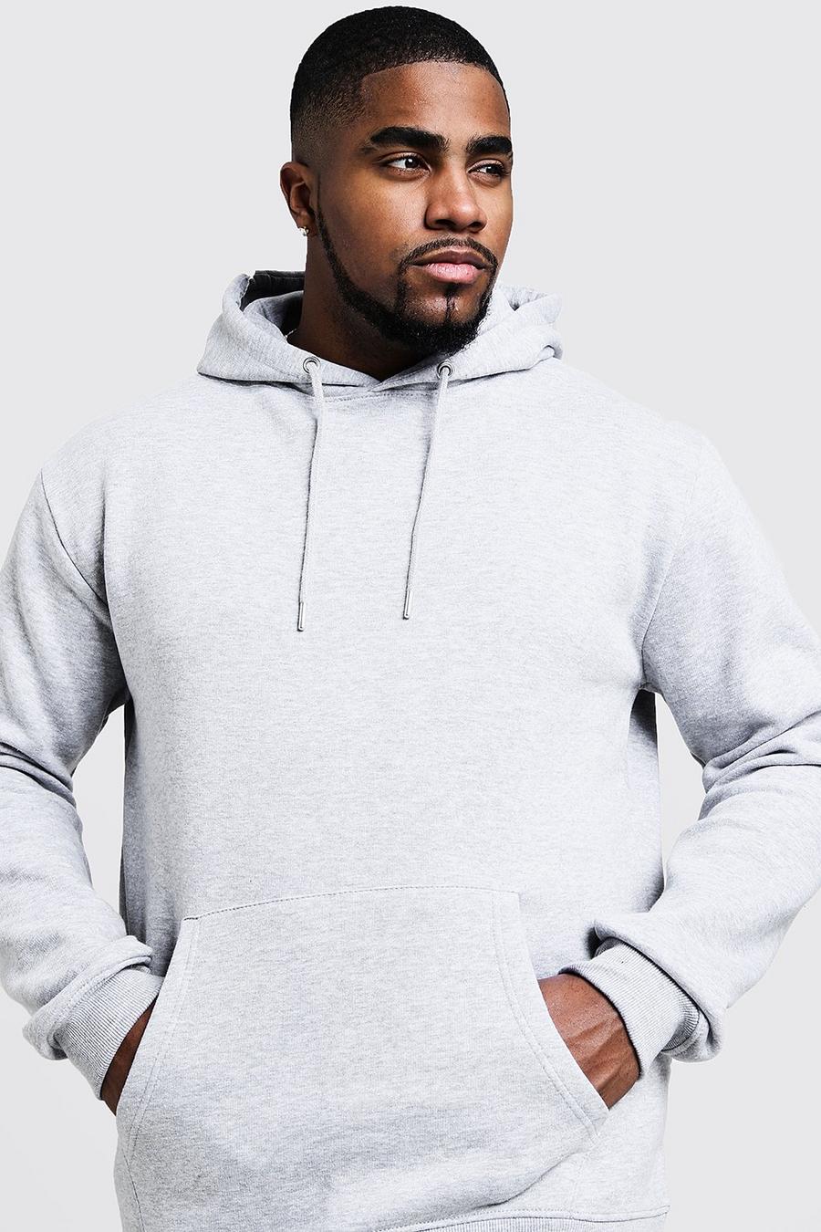 Grijs Big and Tall Basic Over The Head Fleece Hoodie image number 1