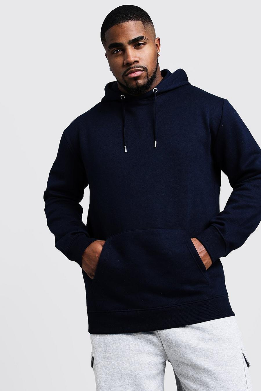 Navy Plus Size Basic Over The Head Fleece Hoodie image number 1