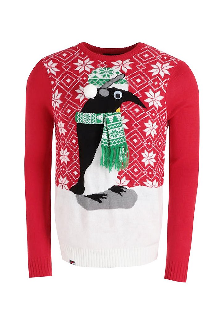 Pull de Noël pingouin yeux en 3D | boohoo Pull de Noël pingouin yeux en 3D | boohoo
